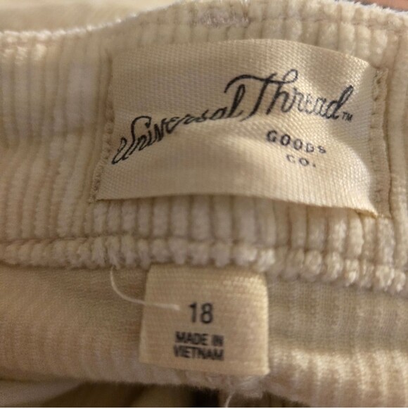 Universal Thread High-Rise Corduroy Cream  Wide Leg Ankle Super Stretch New 18 - Picture 5 of 16
